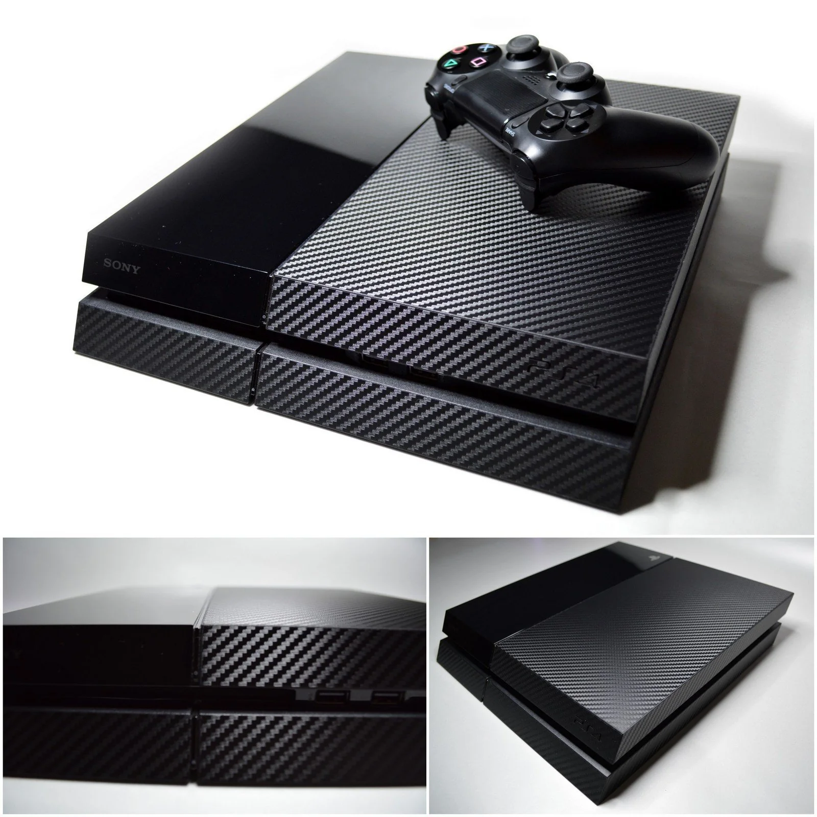 Playstation 4 (PS4) 3D Textured BLACK CARBON Fibre Wrap Decal Skin - Image 3