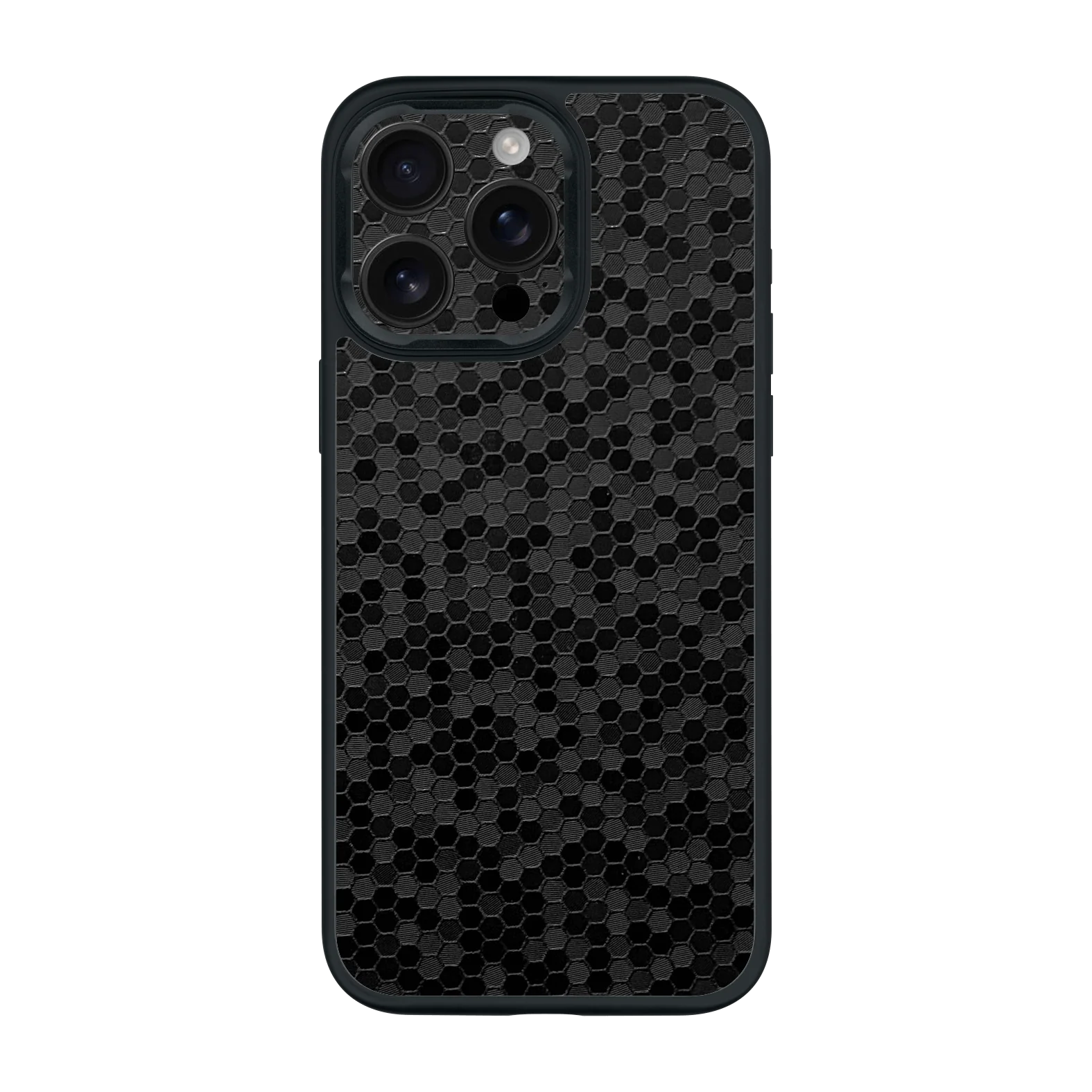 iPhone 15 PRO Qcaze - LUXURIA BLACK HONEYCOMB 3D TEXTURED (Case + Skin Kit)