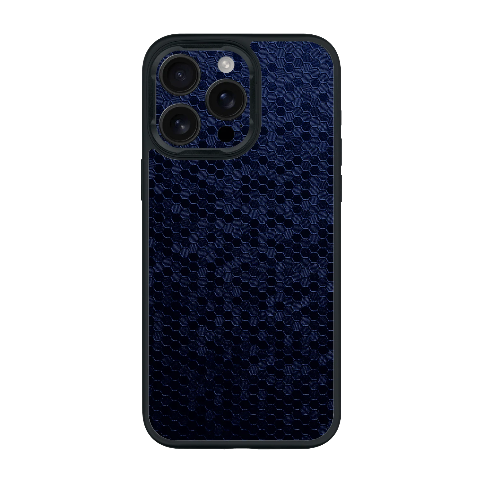 iPhone 15 PRO Qcaze - LUXURIA Navy Blue HONEYCOMB 3D TEXTURED (Case + Skin Kit)