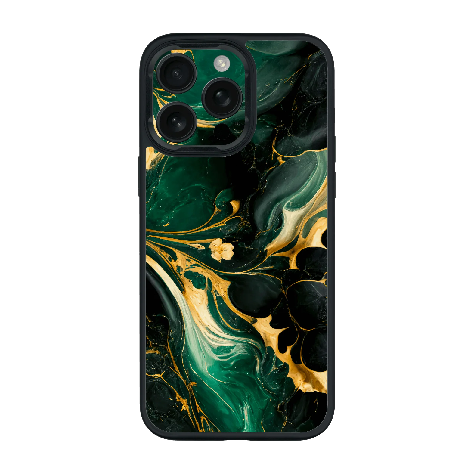 iPhone 15 PRO Qcaze - SIGNATURE AGATE GEODE Royal Green-Gold (Case + Skin Kit)