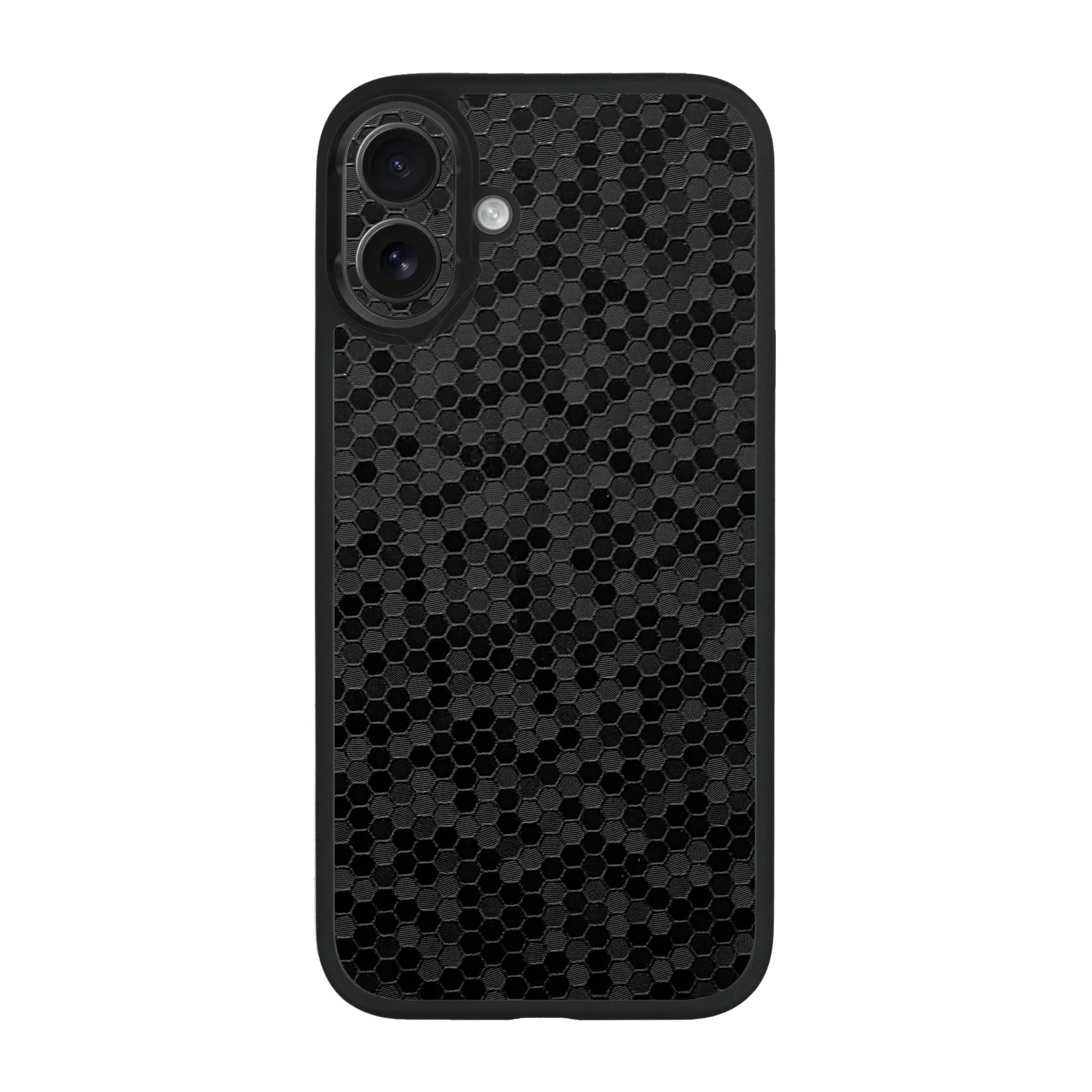 iPhone 16 Qcaze - LUXURIA BLACK HONEYCOMB 3D TEXTURED (Case + Skin Kit)