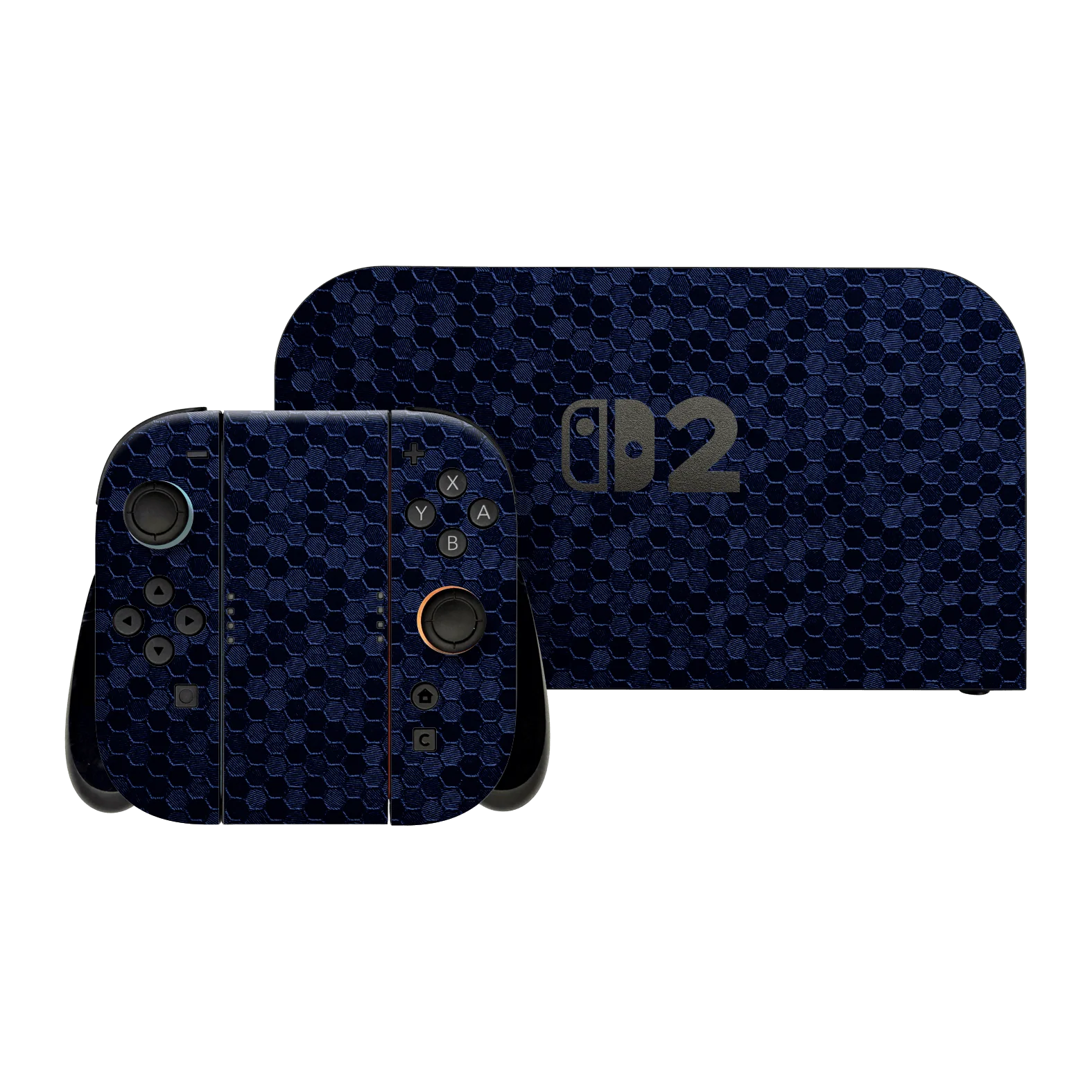 Nintendo Switch 2 LUXURIA Navy Blue HONEYCOMB 3D TEXTURED Skin