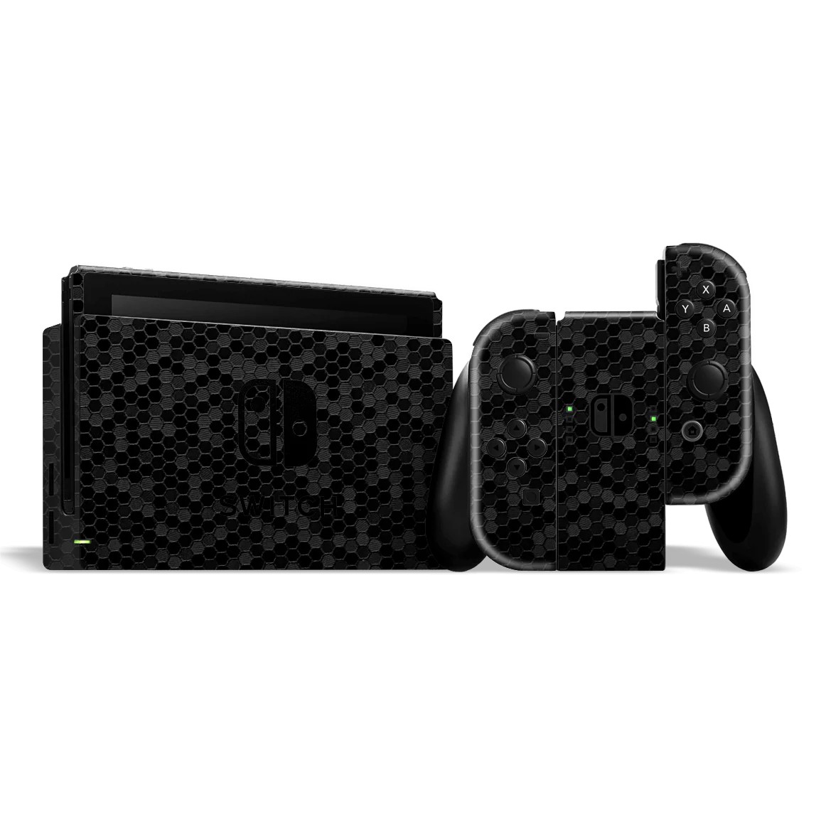 Nintendo SWITCH LUXURIA BLACK HONEYCOMB 3D TEXTURED Skin