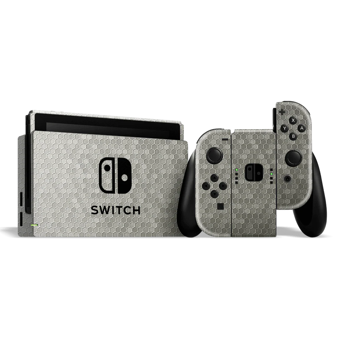 Nintendo SWITCH LUXURIA SILVER HONEYCOMB 3D TEXTURED Skin