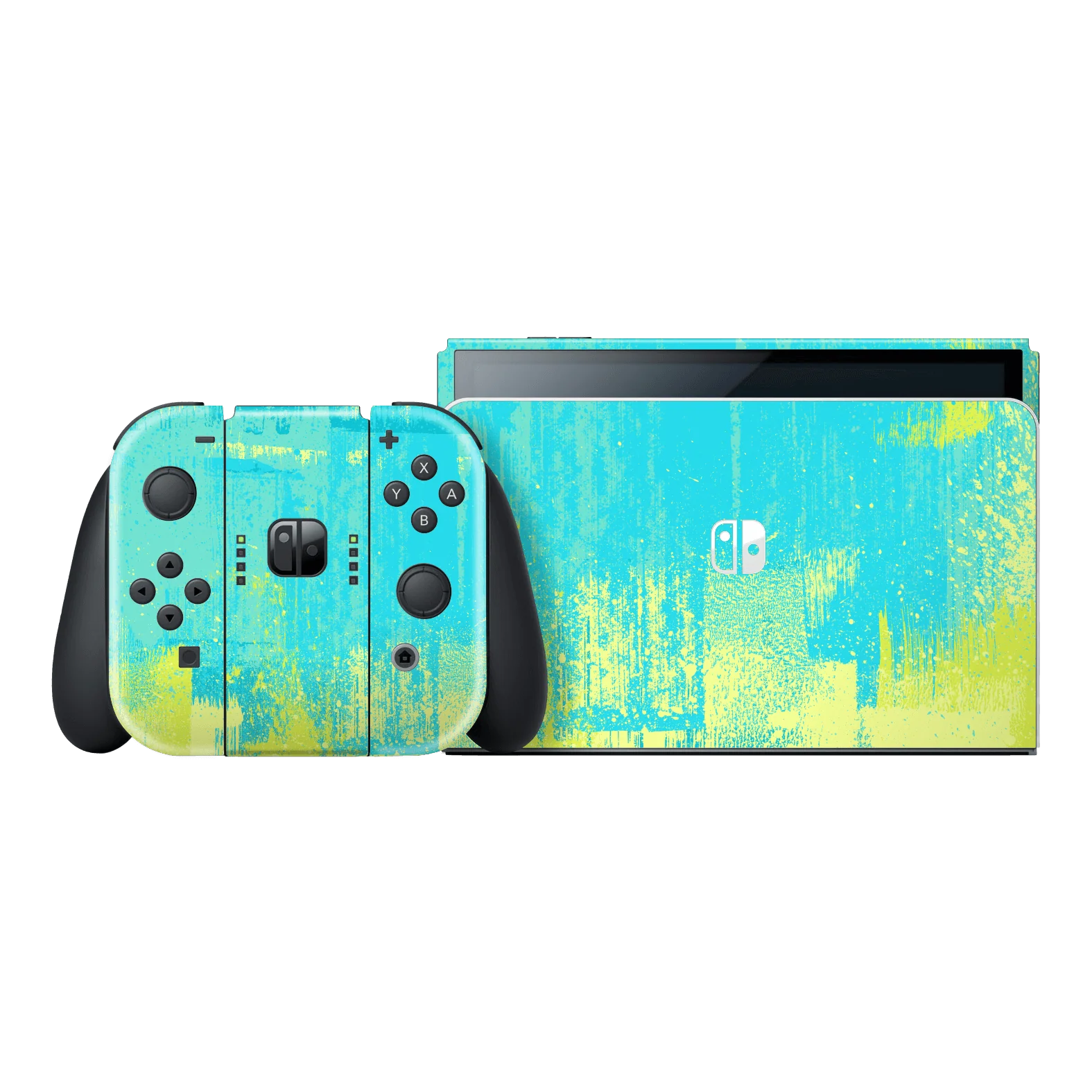 Nintendo Switch OLED SIGNATURE Soft Blue and Green Painting Skin