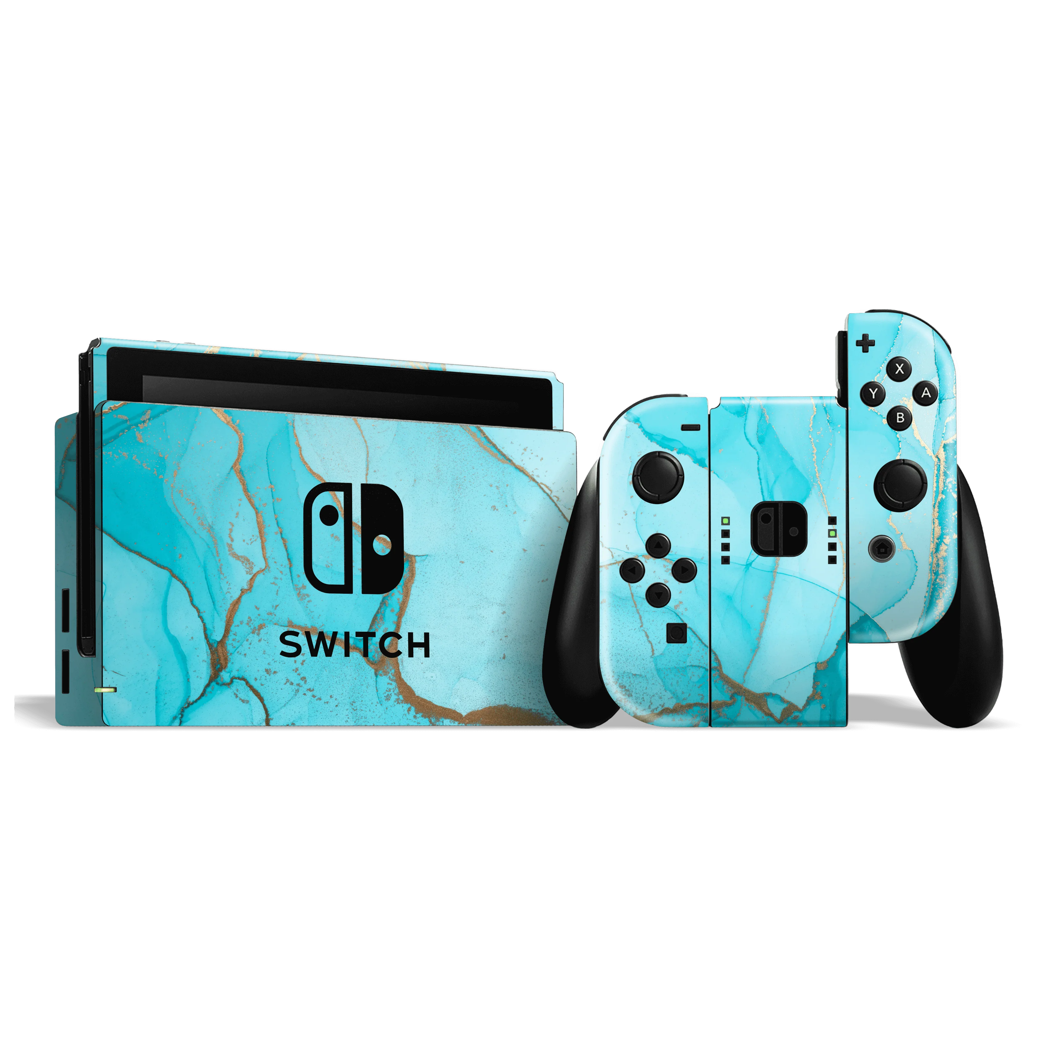 Nintendo SWITCH SIGNATURE AGATE GEODE Aqua-Gold Skin