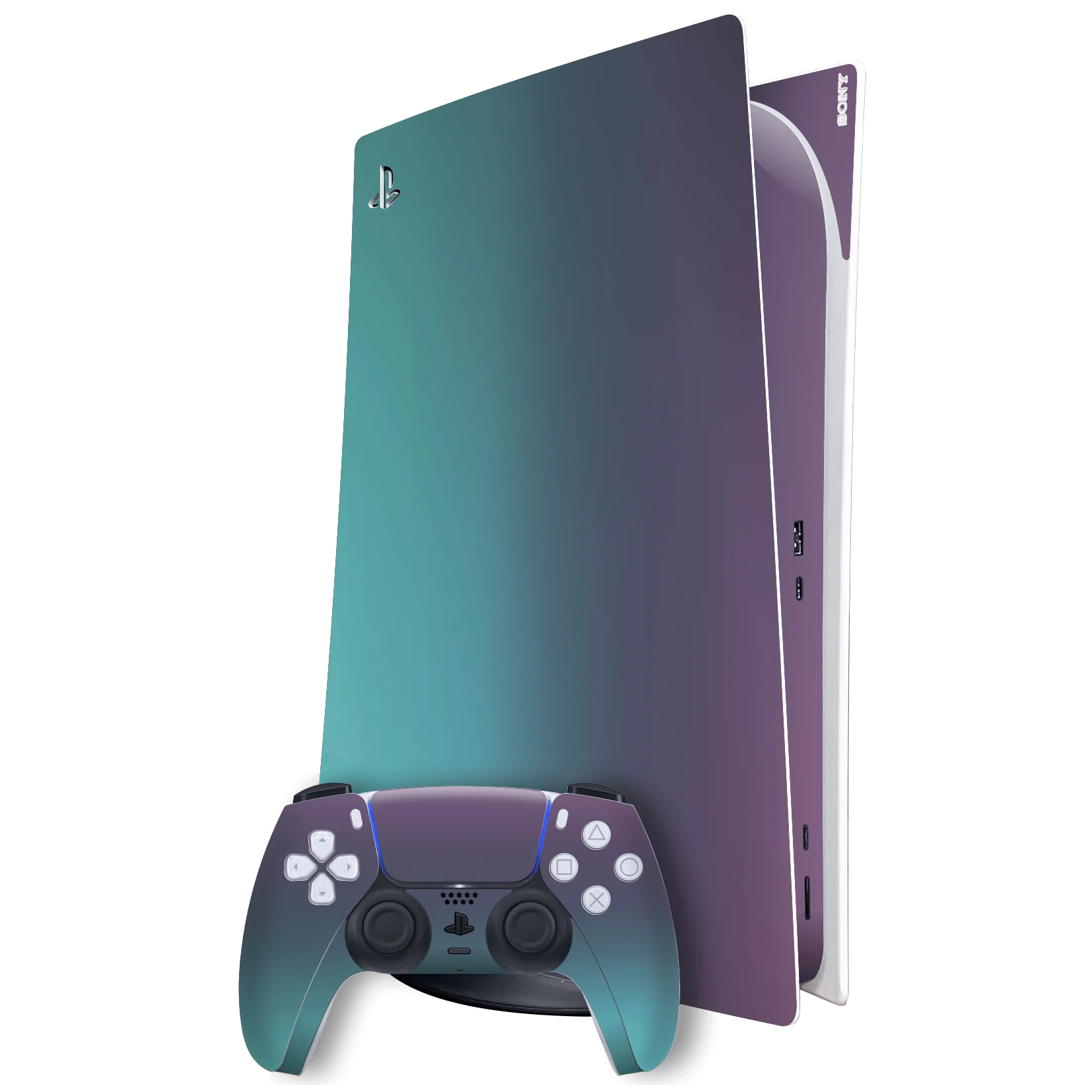 PlayStation 5 (PS5) DIGITAL EDITION CHAMELEON TURQUOISE LAVENDER Matt Metallic Skin