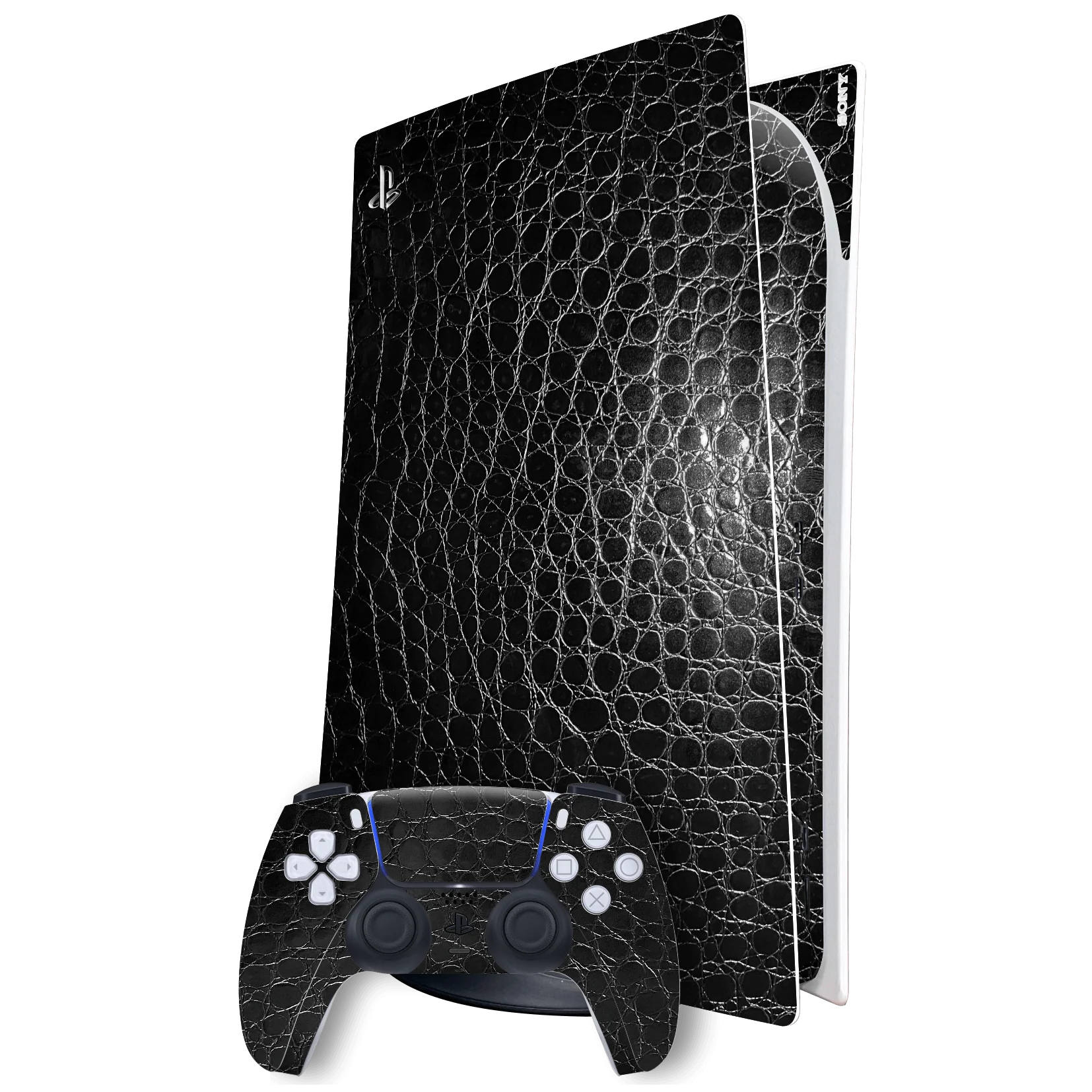PlayStation 5 (PS5) DIGITAL EDITION LUXURIA BLACK ALLIGATOR Leather Skin
