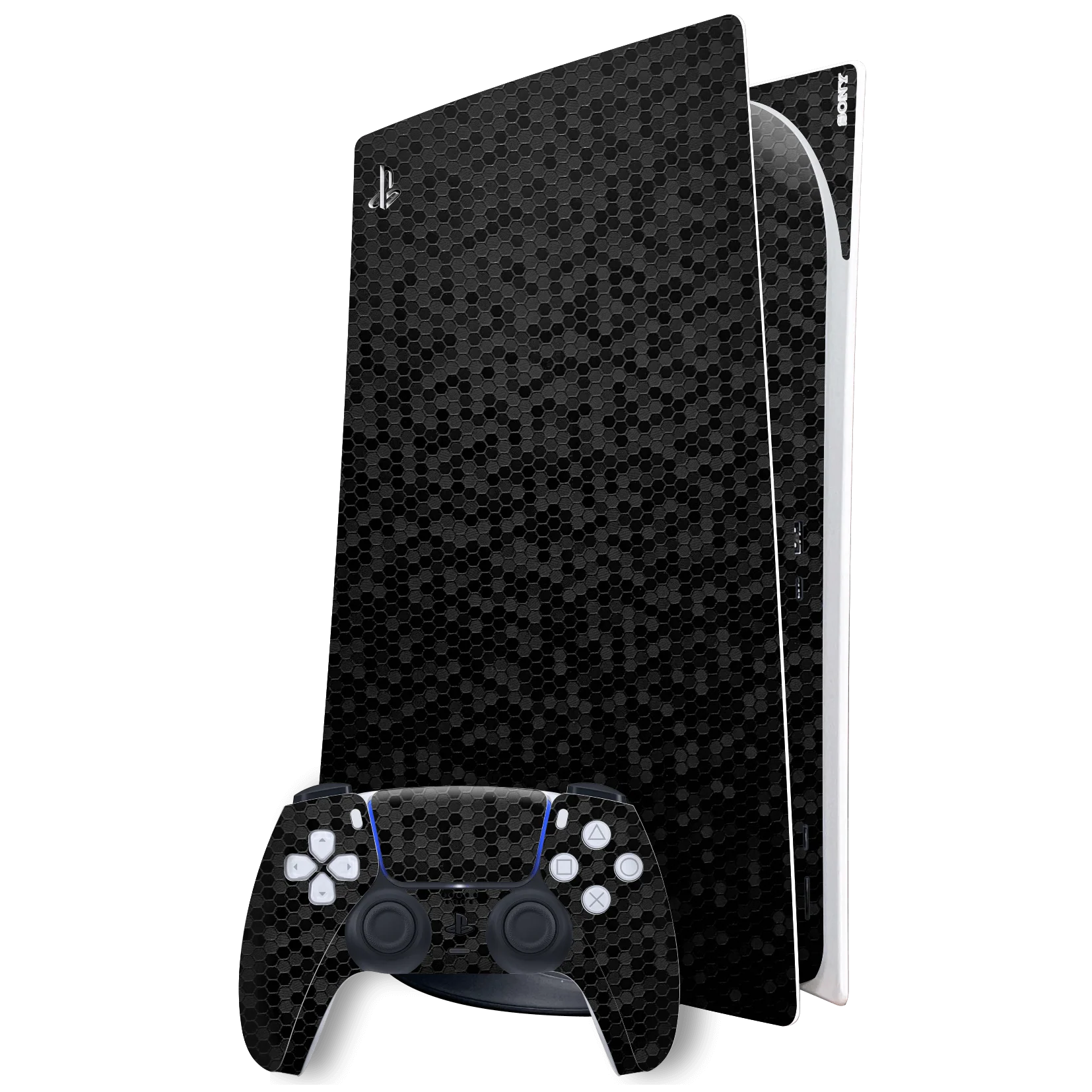 PlayStation 5 (PS5) DIGITAL EDITION LUXURIA BLACK HONEYCOMB 3D TEXTURED Skin