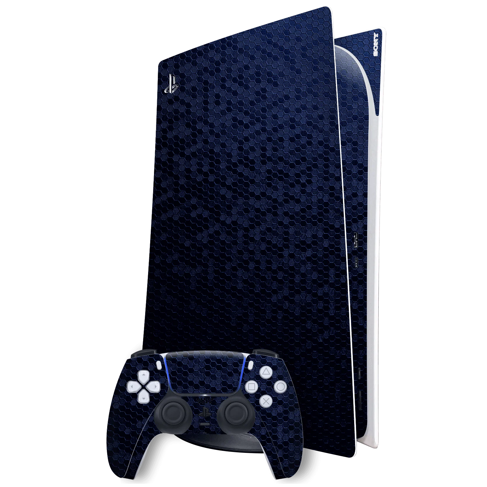 PlayStation 5 (PS5) DIGITAL EDITION LUXURIA Navy Blue HONEYCOMB 3D TEXTURED Skin