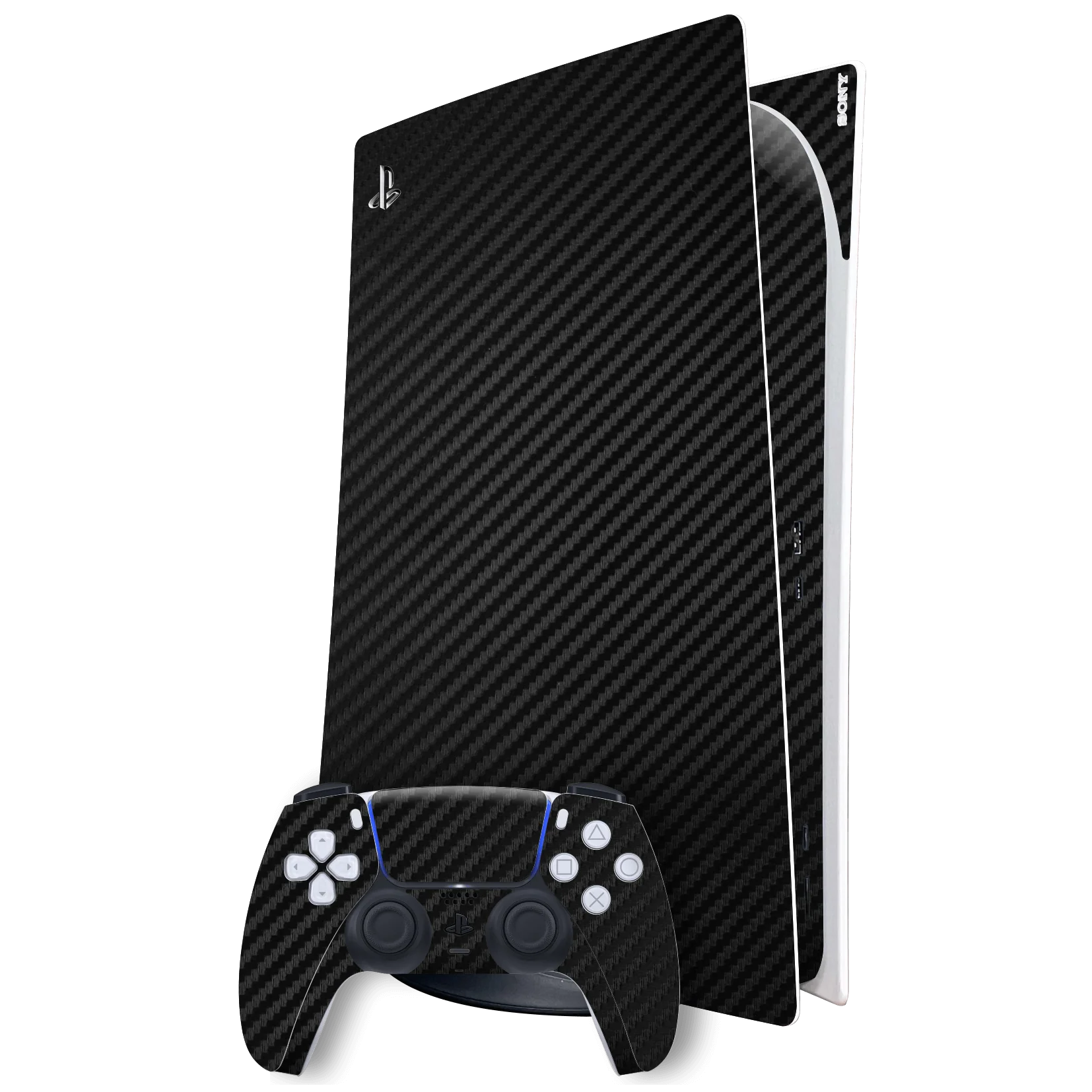 PlayStation 5 (PS5) DIGITAL EDITION Textured CARBON Fibre Skin - BLACK