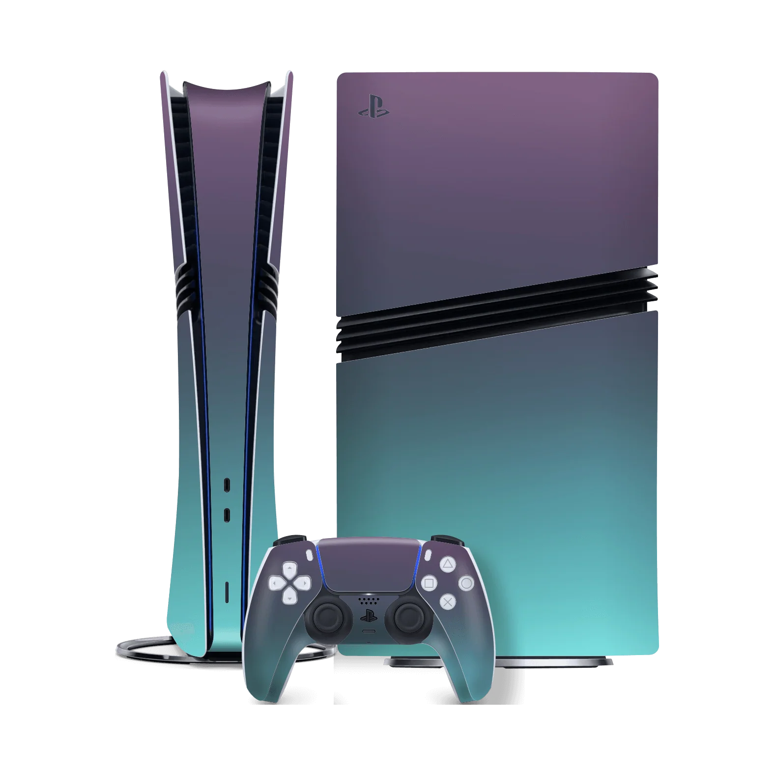 PS5 Pro CHAMELEON TURQUOISE LAVENDER Matt Metallic Skin