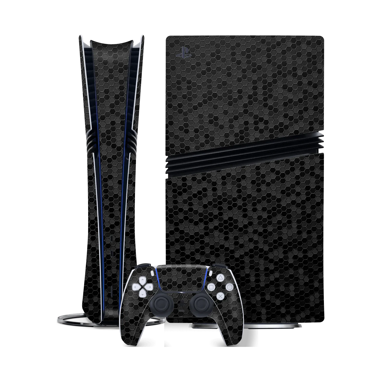PS5 Pro LUXURIA BLACK HONEYCOMB 3D TEXTURED Skin