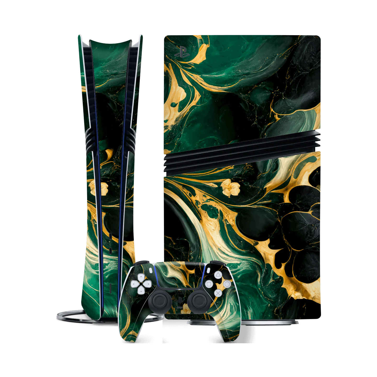 PS5 Pro SIGNATURE AGATE GEODE Royal Green-Gold Skin