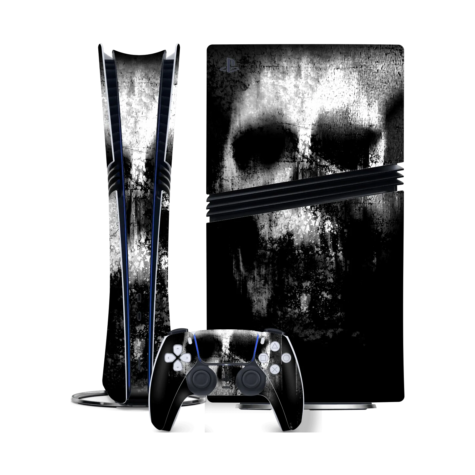 PS5 Pro SIGNATURE Horror Black & White SKULL Skin