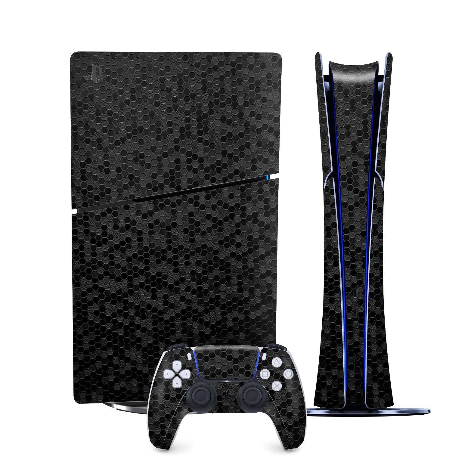 PS5 Slim (Digital Edition) LUXURIA BLACK HONEYCOMB 3D TEXTURED Skin