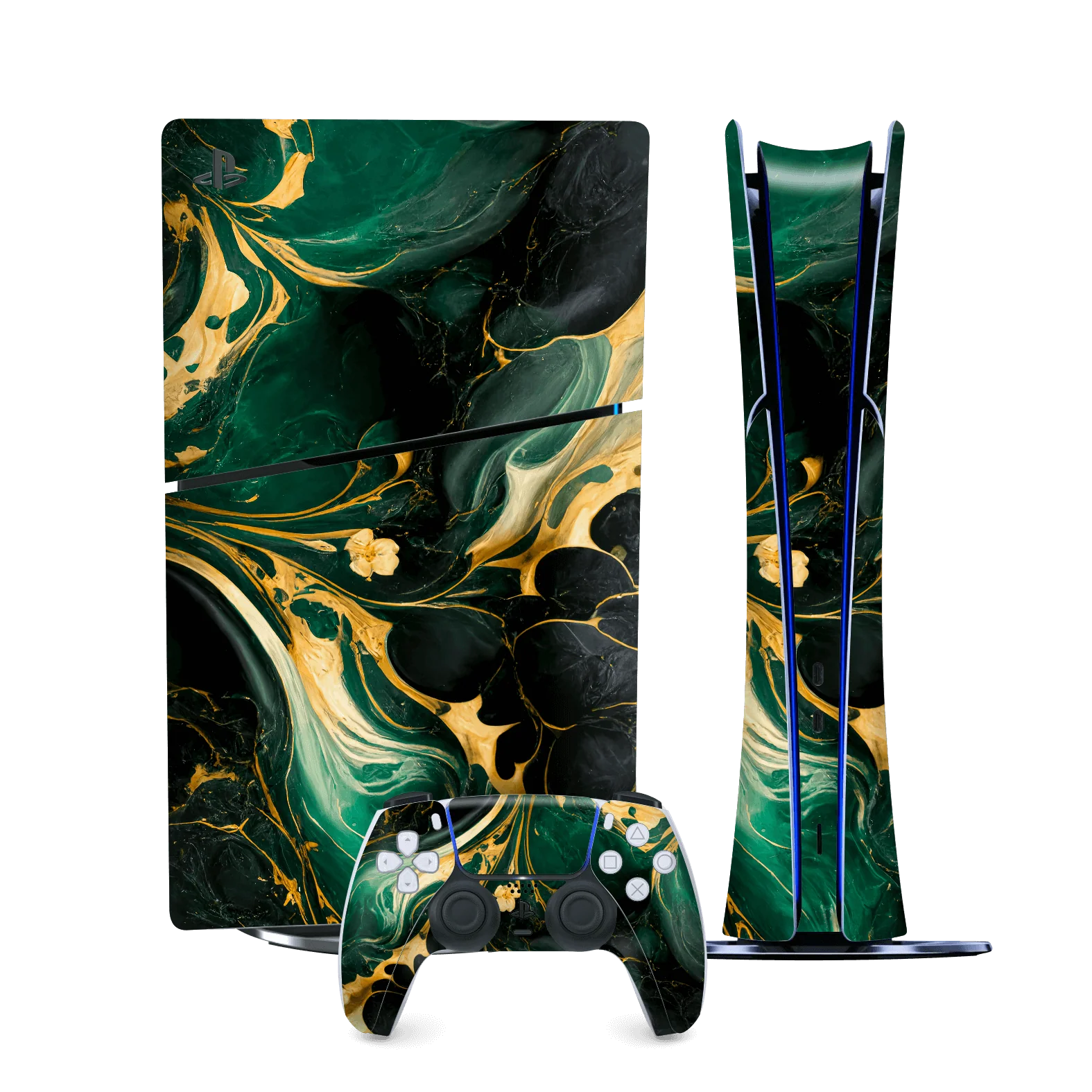 PS5 Slim (Digital Edition) SIGNATURE AGATE GEODE Royal Green-Gold Skin