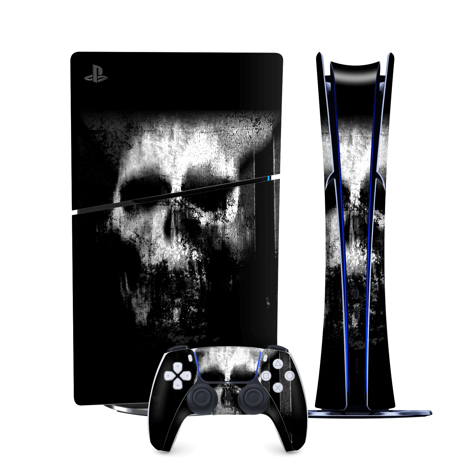 PS5 Slim (Digital Edition) SIGNATURE Horror Black & White SKULL Skin