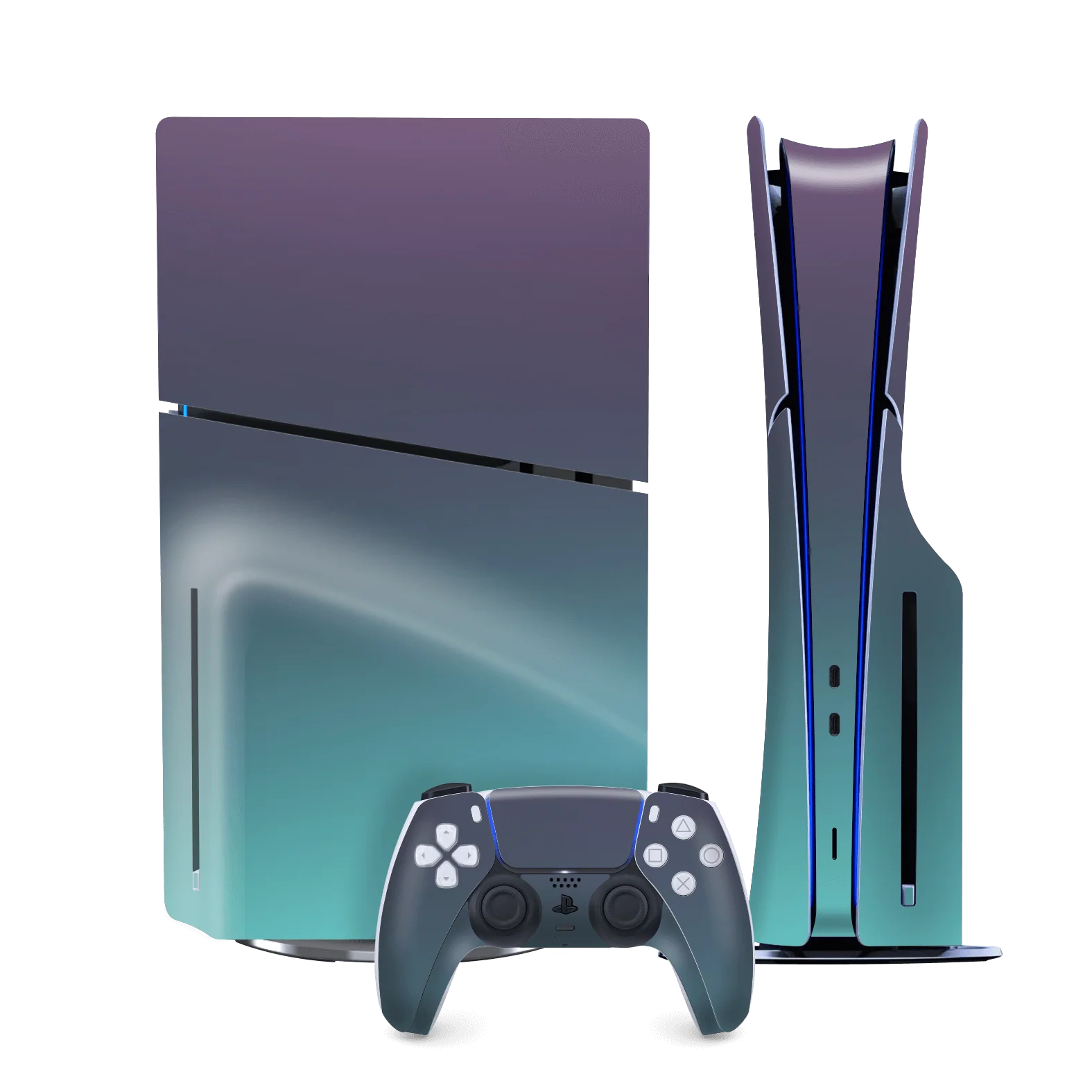 PS5 Slim (DISC Edition) CHAMELEON TURQUOISE LAVENDER Matt Metallic Skin