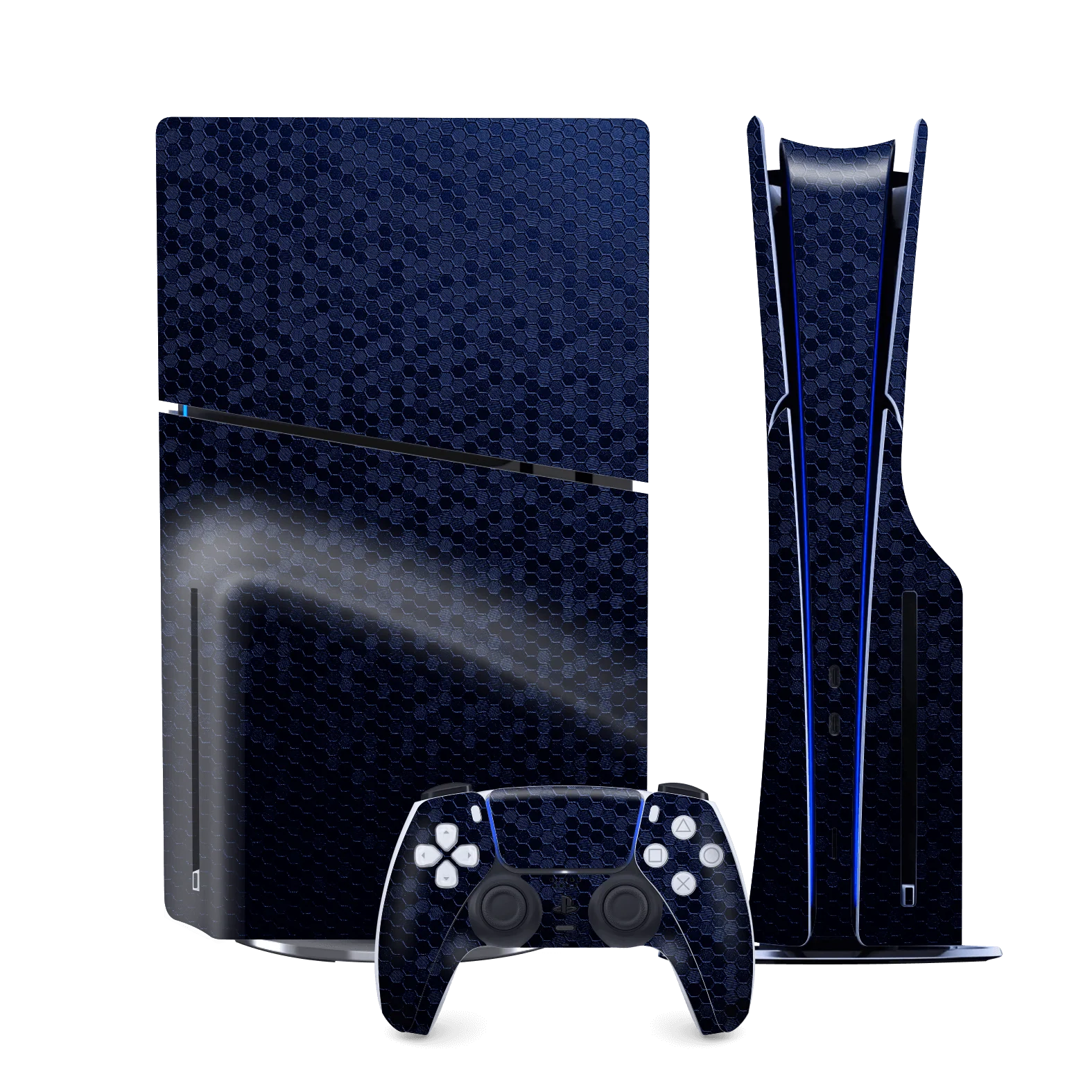 PS5 Slim (DISC Edition) LUXURIA Navy Blue HONEYCOMB 3D TEXTURED Skin