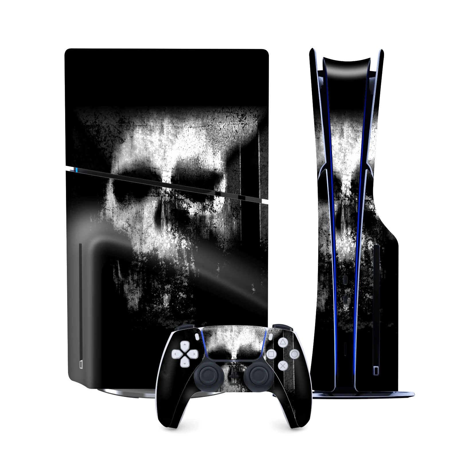 PS5 Slim (DISC Edition) SIGNATURE Horror Black & White SKULL Skin