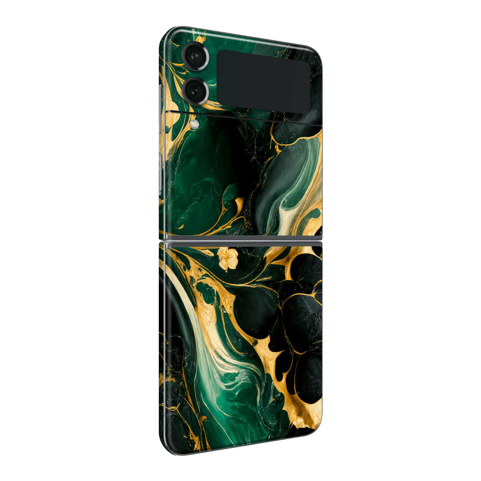 Samsung Z Flip 4 SIGNATURE AGATE GEODE Royal Green-Gold Skin