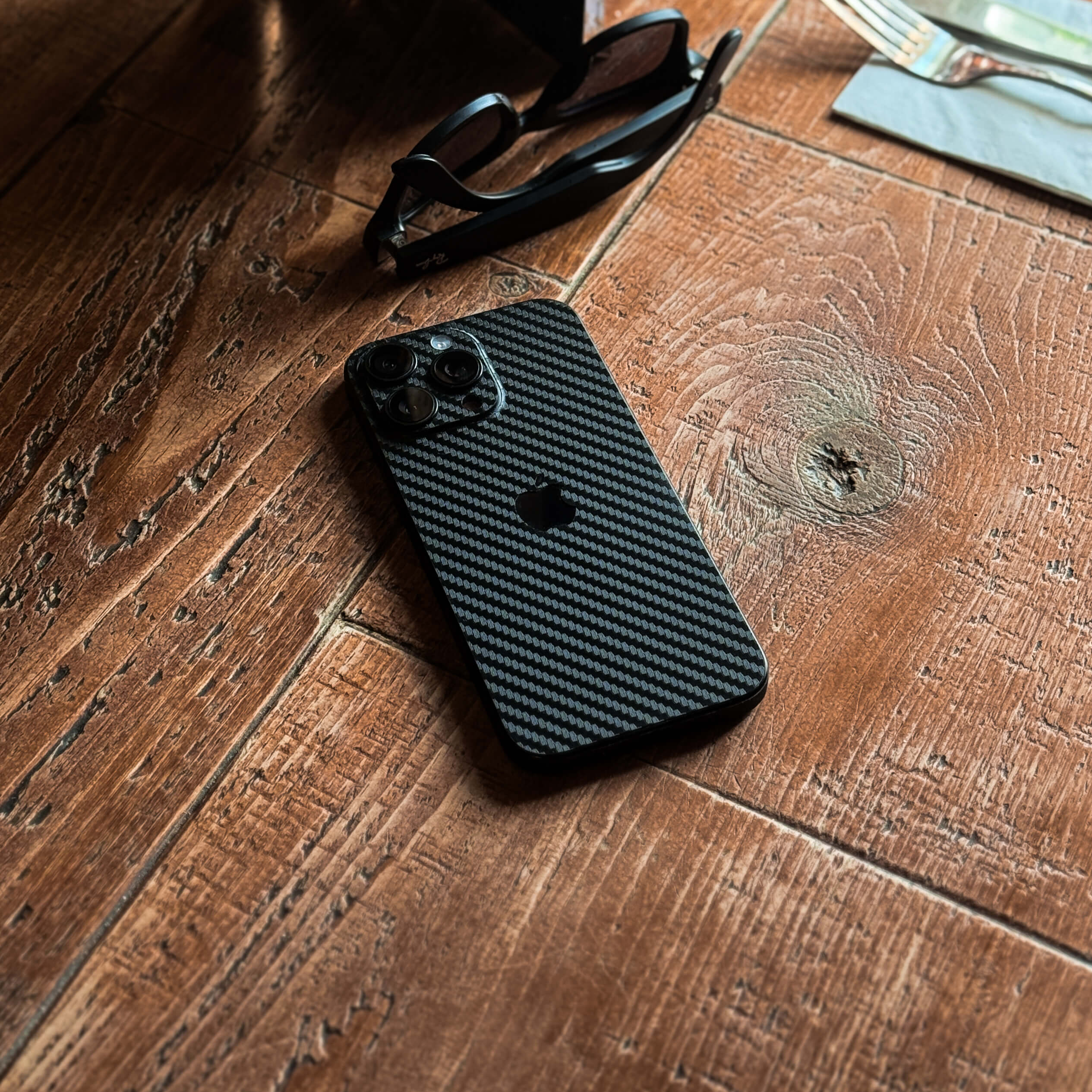 iPhone XR 3D Textured CARBON Fibre Skin - BLACK - Image 5