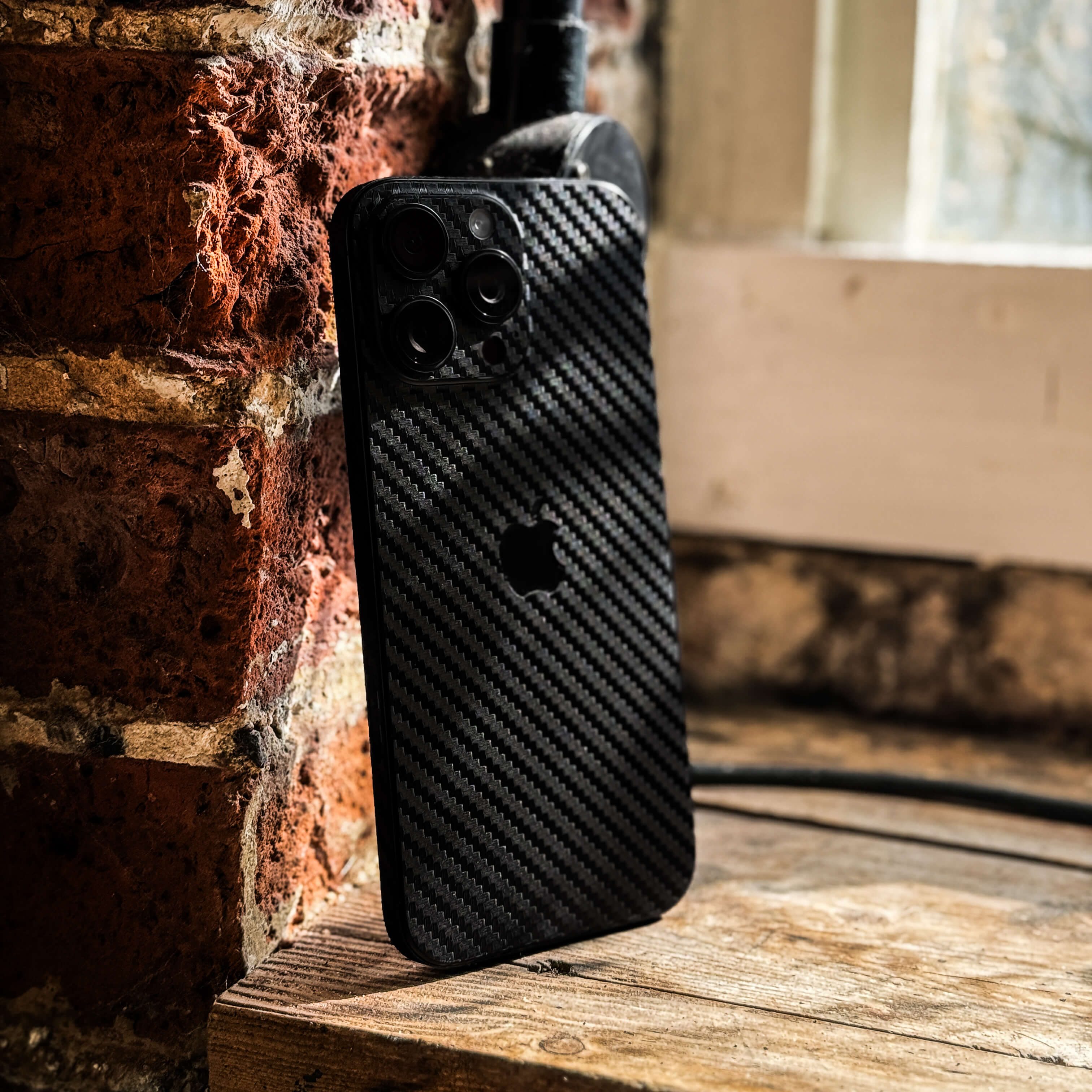 iPhone XR 3D Textured CARBON Fibre Skin - BLACK - Image 6