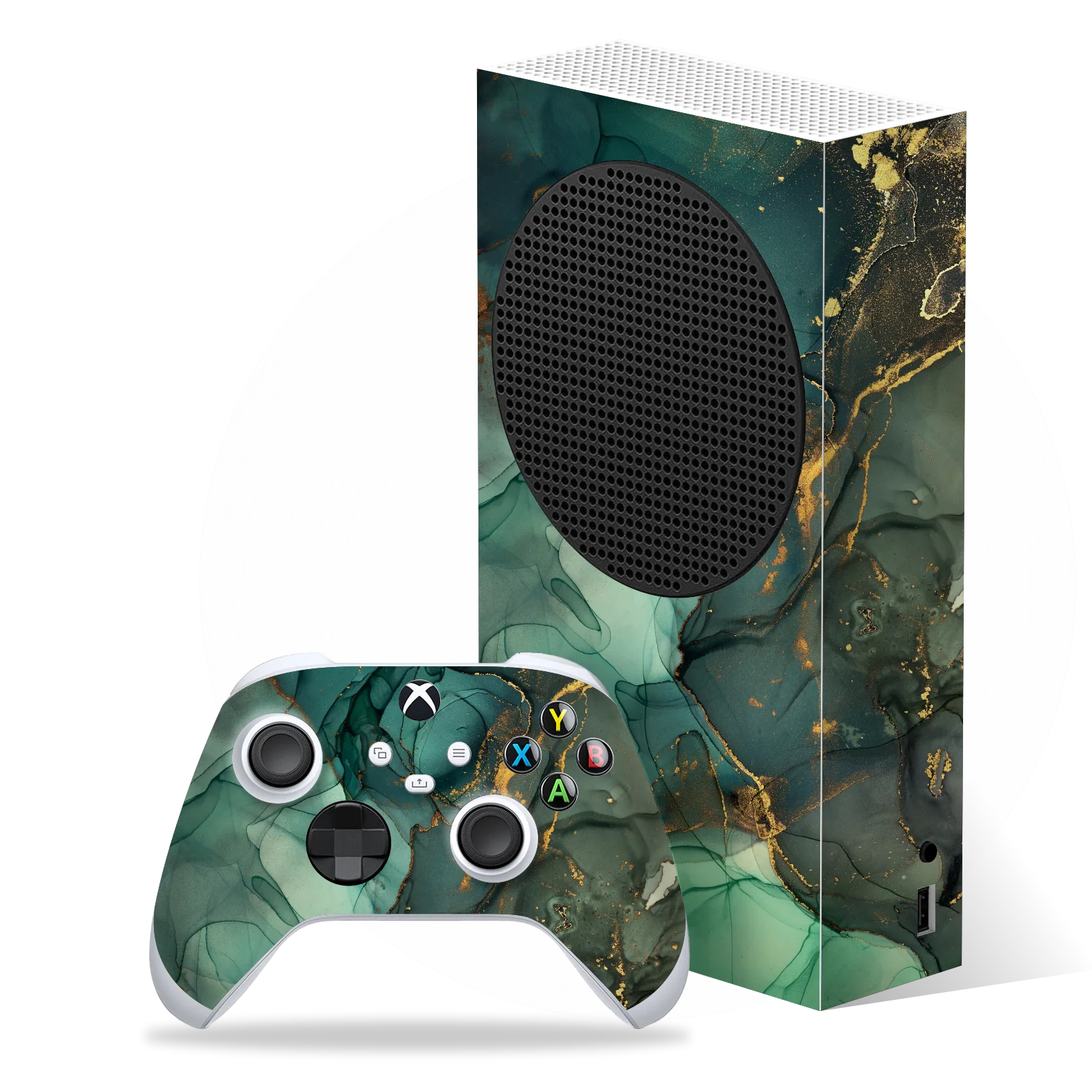 Xbox SERIES S SIGNATURE AGATE GEODE Royal Green-Gold Skin