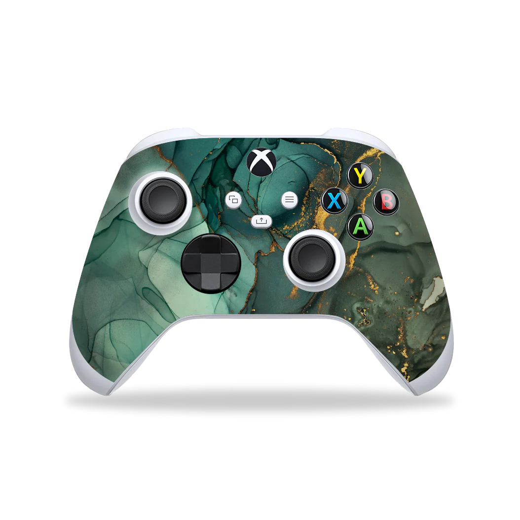 XBOX Series X CONTROLLER Skin - SIGNATURE AGATE GEODE Royal Green-Gold