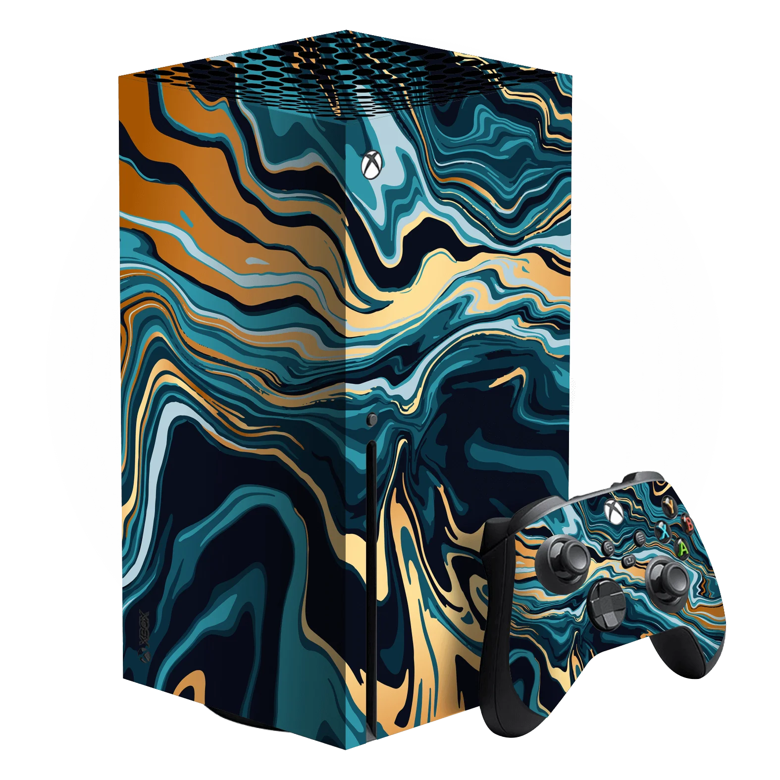 XBOX Series X SIGNATURE Indigo-Gold Liquid Skin